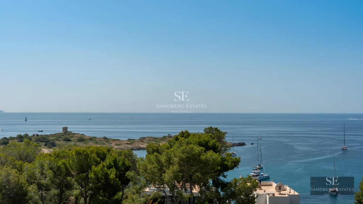 Modern balcony with glass railing, wooden floor, and stunning views. Minimalist design, ambient lighting.