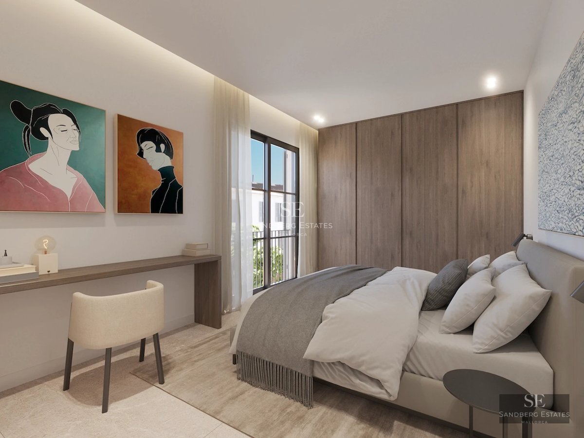 Spacious terrace with infinity pool, sea views, and modern furniture. Minimalist architecture with a white dominance.