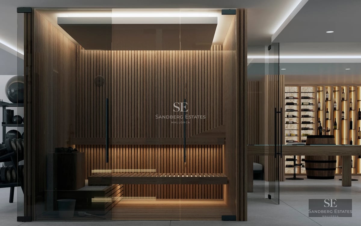 Exterior view of a modern villa with pool, expansive terraces, and lush gardens. Minimalist architecture, ambient lighting.