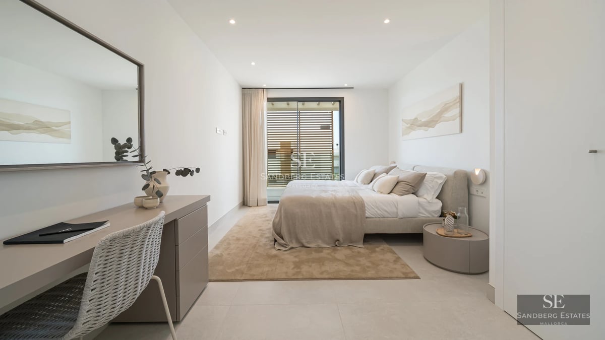 Exterior view of a modern villa with pool, spacious terraces, panoramic windows, and lush landscaping. Minimalist and elegant design.