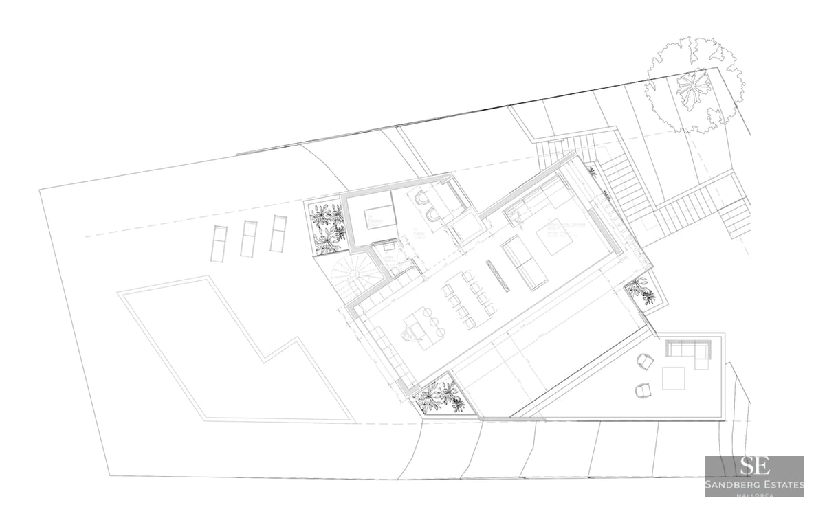 Spacious living room with large windows offering panoramic sea views. Modern design, elegant furniture, and abundant natural light.