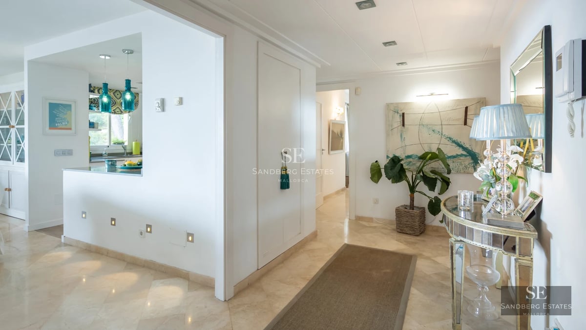 Exterior of a modern house with an infinity pool and sea view. Minimalist architecture, large windows, lush garden.