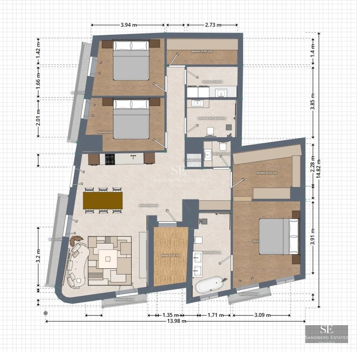 Spacious terrace with infinity pool, panoramic views, modern furniture, and lush garden. Ideal for relaxation and entertainment.