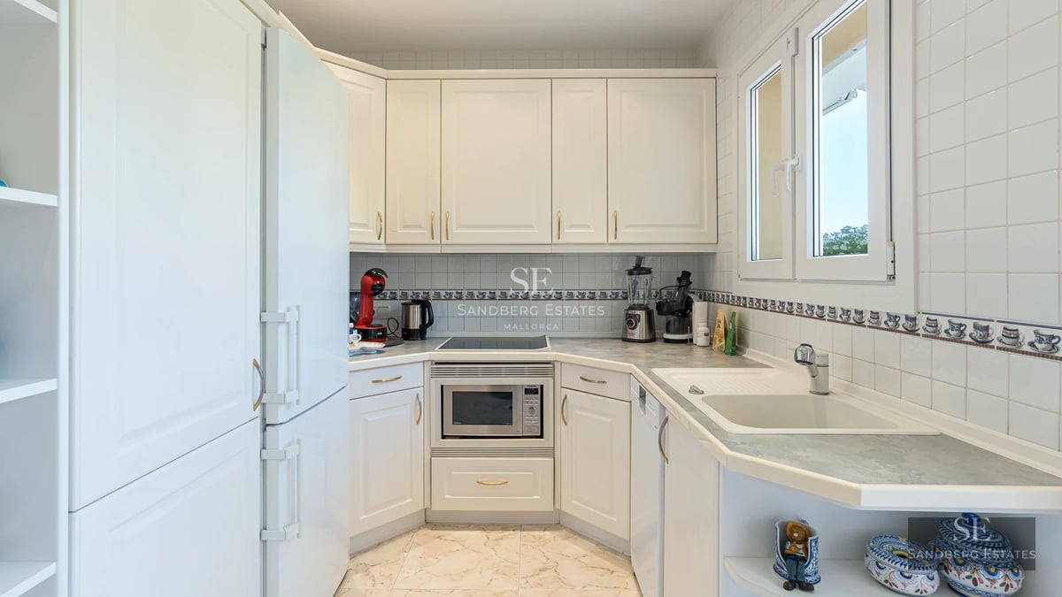 Exterior view of a modern villa with reflecting pool, spacious terrace and lush garden. Minimalist architecture and landscaping design.