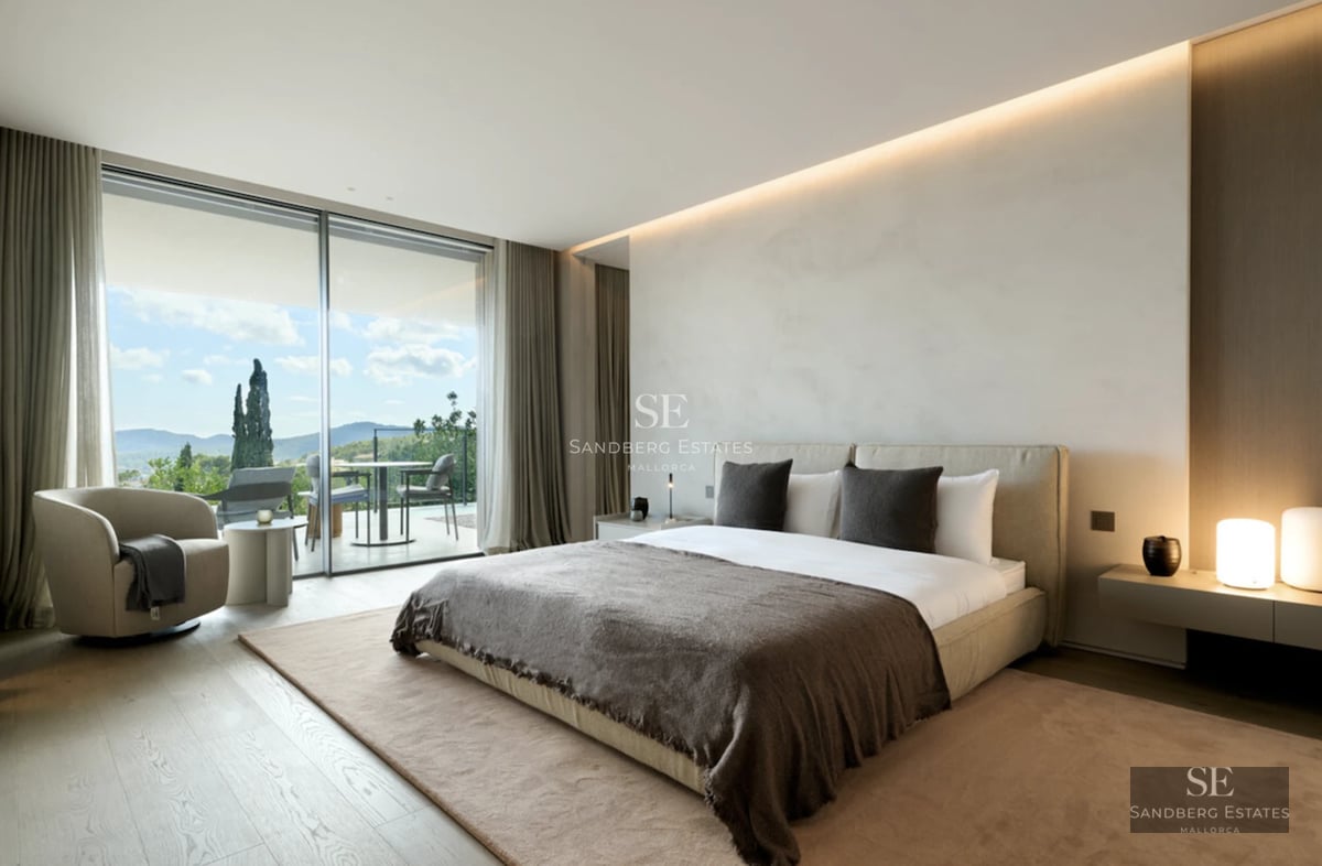 Exterior view of luxury villa with pool, garden, and terrace. Modern architecture and high-quality finishes.