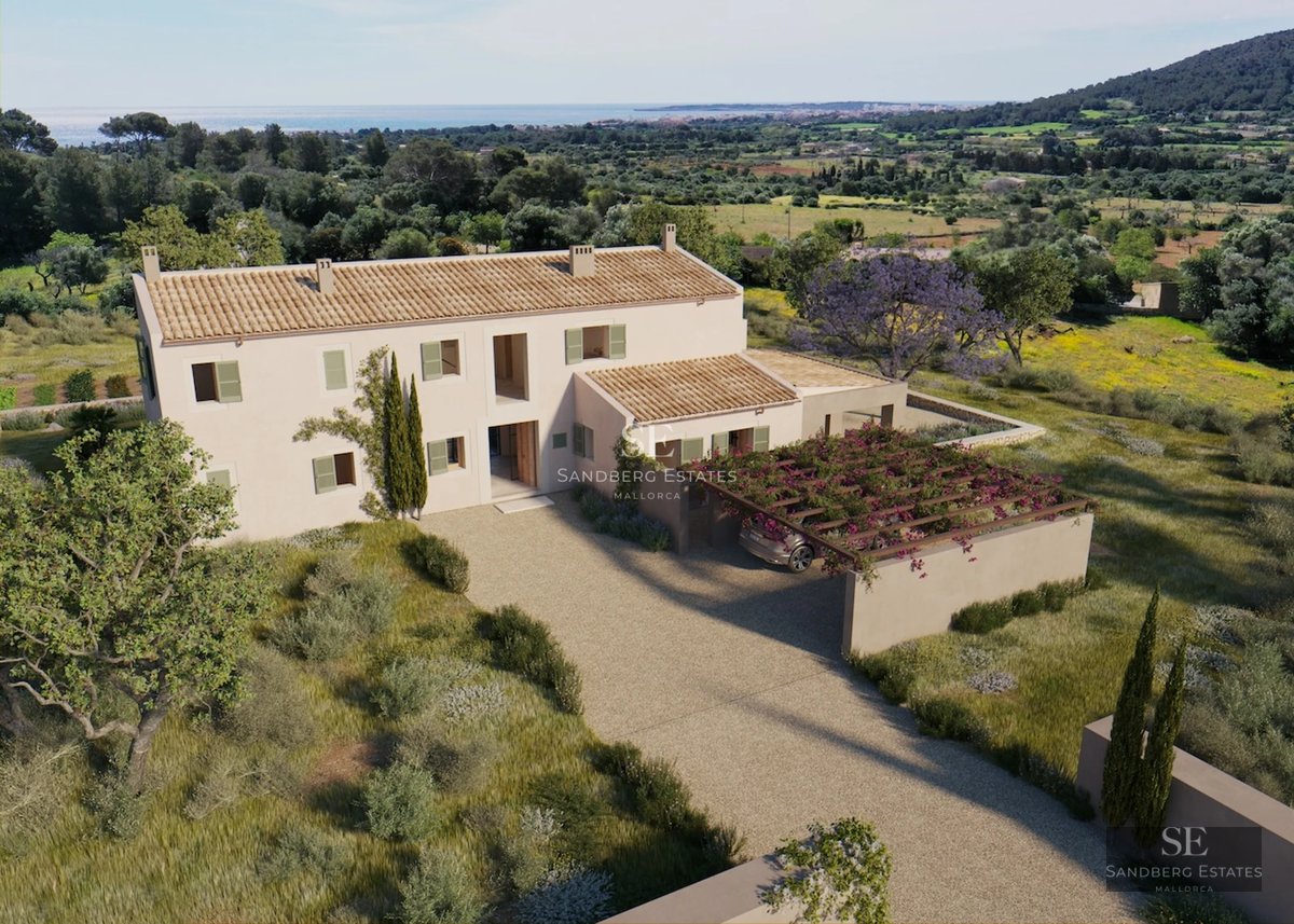 Exterior view of a modern house with a pool, large windows, and garden. Minimalist architecture with natural touches.