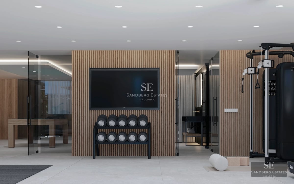 View of a modern villa with infinity pool, lounge chairs, and lush greenery. Minimalist architecture with large windows and spacious terrace.
