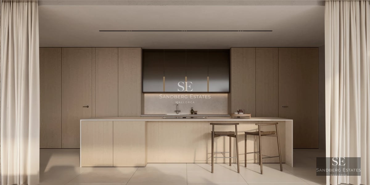 Modern exterior with infinity pool, sun loungers, and panoramic views. Elegant and minimalist design.