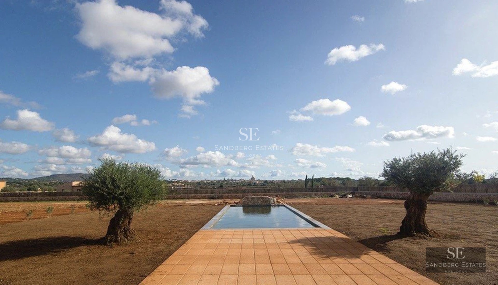 Expansive terrace featuring an infinity pool, sun loungers, ocean views, and modern architecture with large windows.