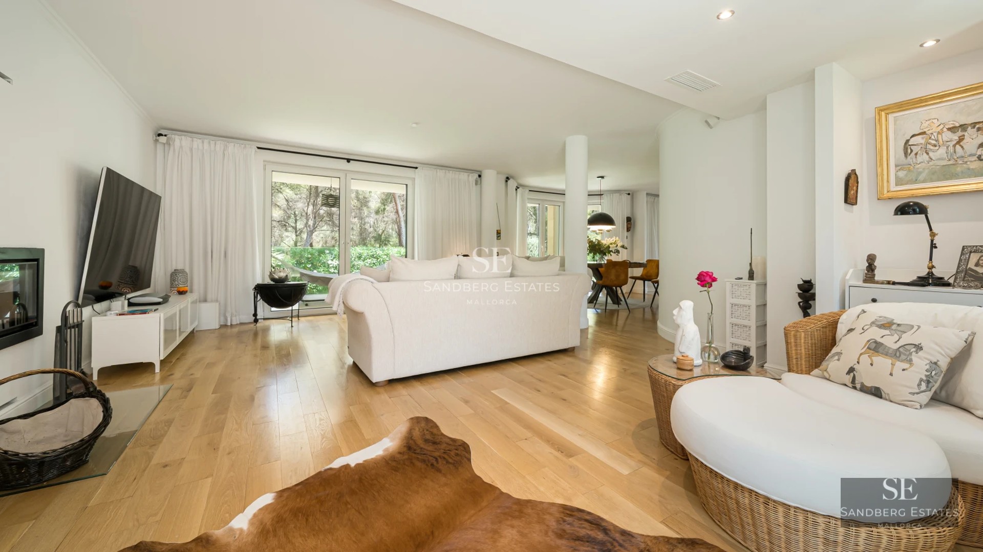 Aerial view of a modern infinity pool, surrounded by greenery and a minimalist terrace. Sleek architectural design.