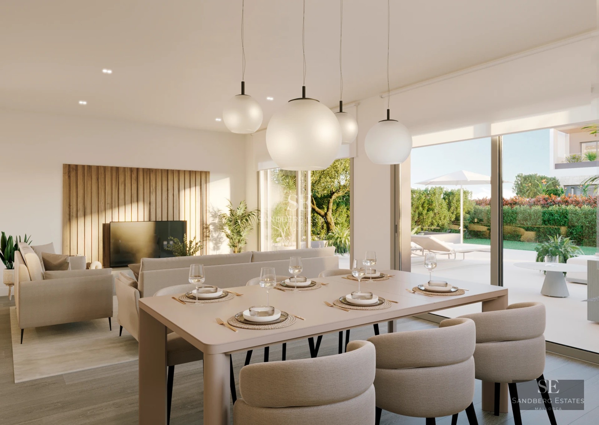 Spacious terrace with infinity pool and views. Modern design, elegant furniture. Ideal for relaxation and enjoying the outdoors.