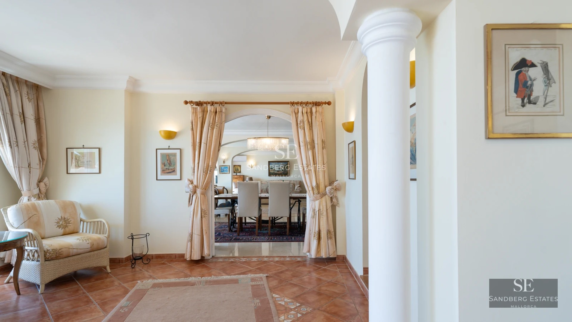 Expansive terrace with infinity pool. Panoramic view, elegant sun loungers, and lush vegetation. Modern and sophisticated design.