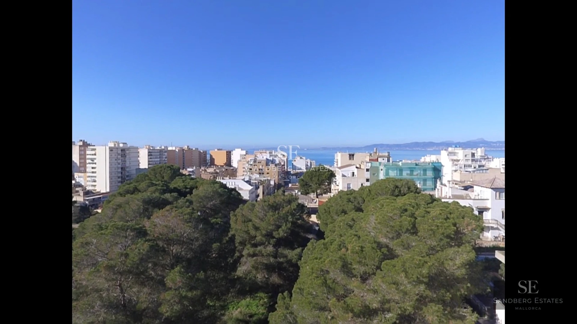 Aerial view of a modern villa with an infinity pool, lush garden, and minimalist architectural design. Open spaces and natural light.
