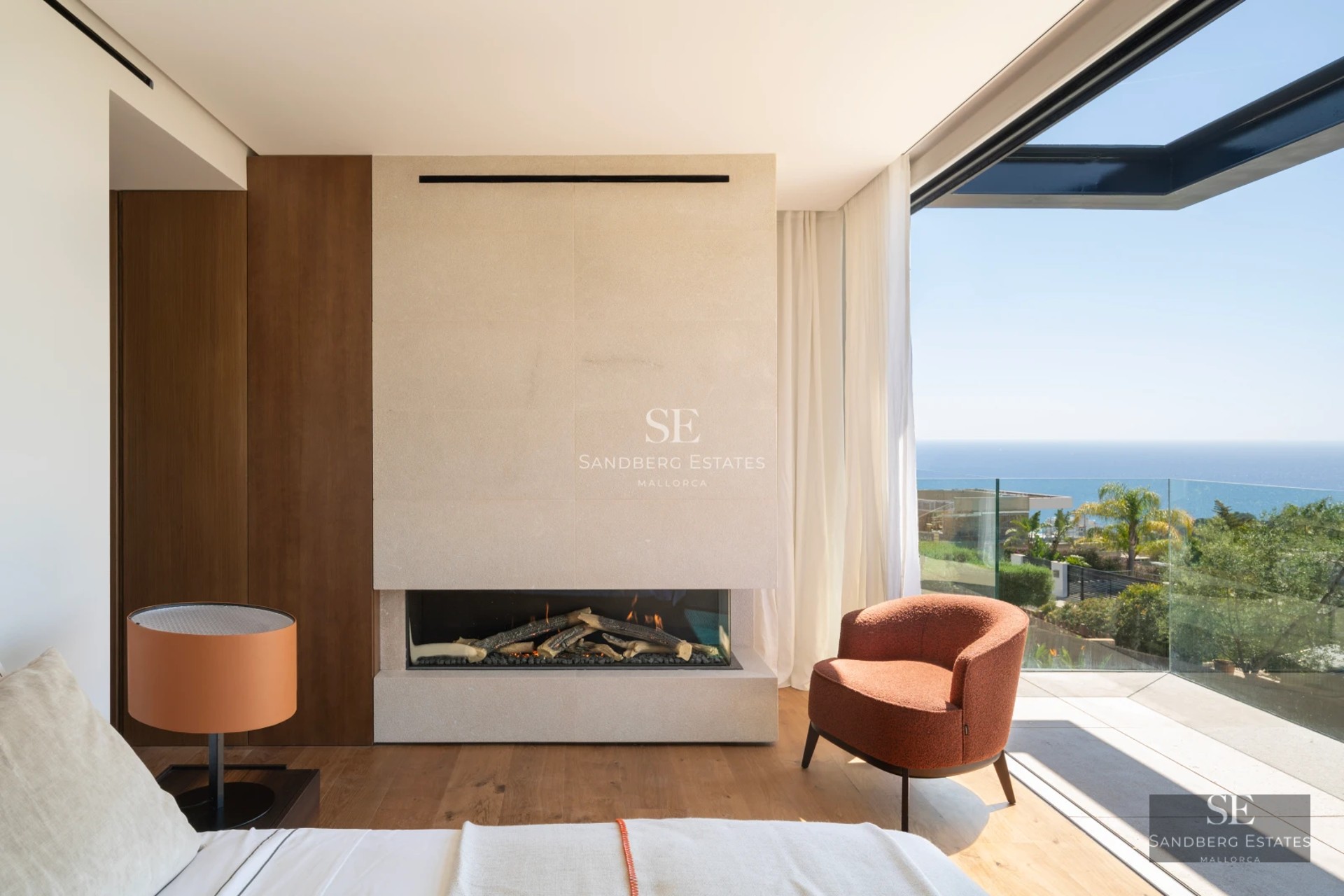 Spacious living room with floor-to-ceiling windows, outdoor pool, and panoramic views. Modern design with high-quality finishes.