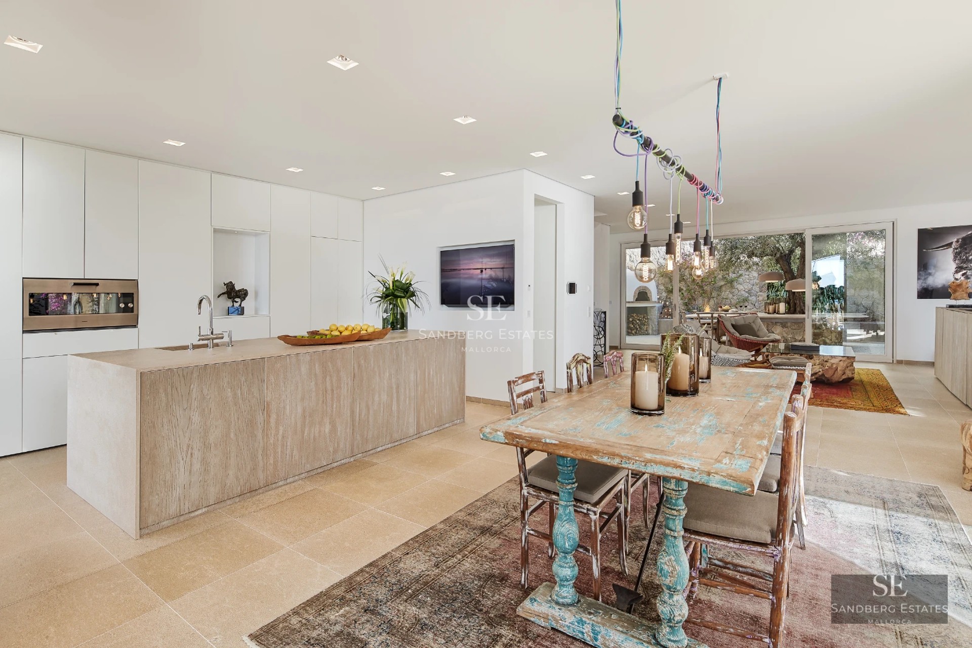 Exterior view of a modern villa with a pool, large windows, and lush gardens. Contemporary architecture.