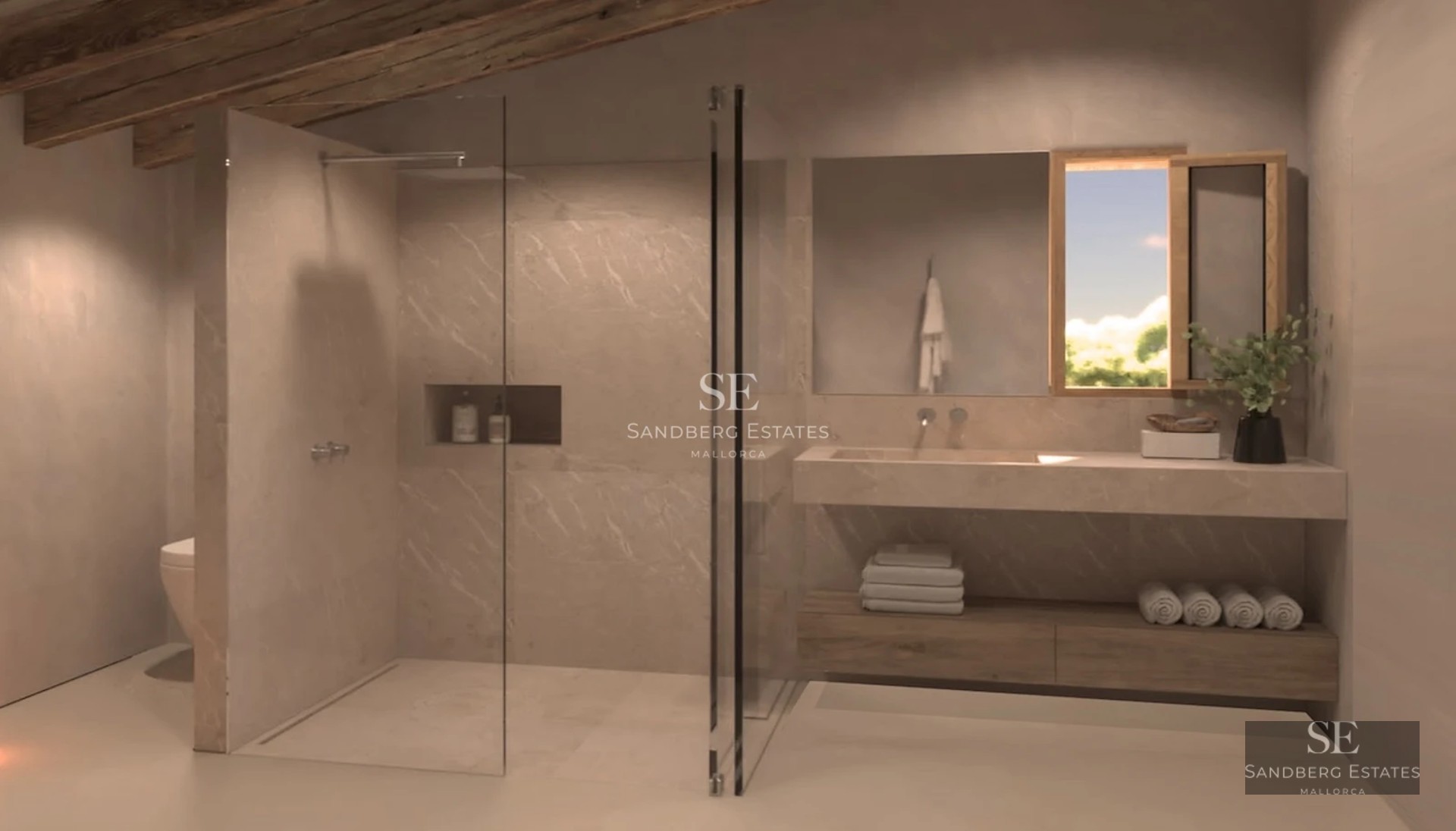 View of infinity pool. White designer armchairs. Soft ambient lighting. Minimalist style with elegant landscaping.