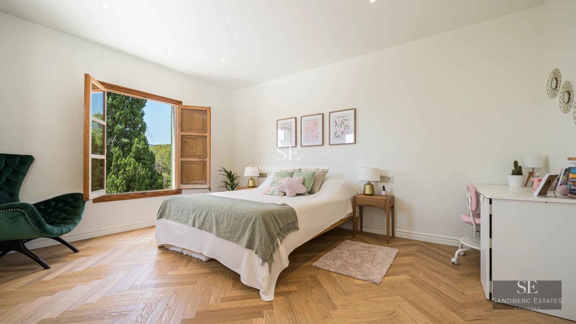 Expansive terrace featuring an infinity pool, sleek loungers, and panoramic views. Modern design with glass railings and lush vegetation.