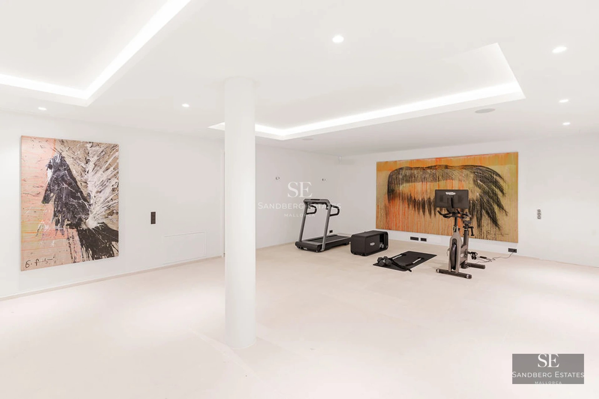 Exterior view of a modern house with a pool. Minimalist architecture, large windows, manicured landscaping.