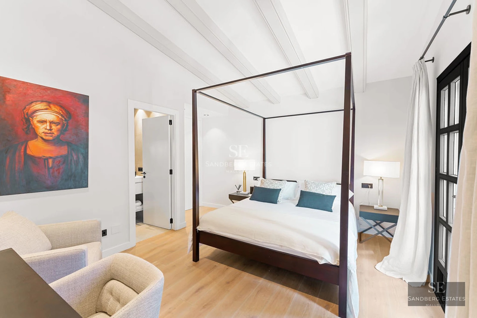 Exterior view of a modern villa with an infinity pool, manicured lawn, minimalist design, and large windows.