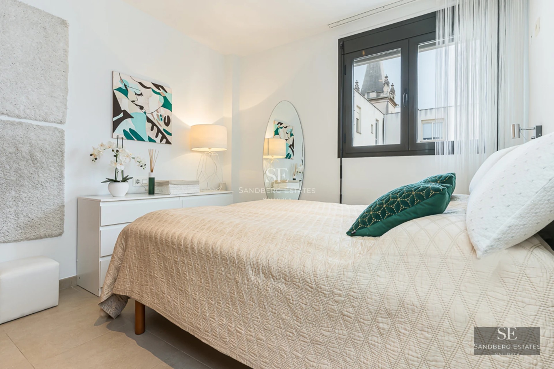 Modern penthouse featuring large terrace, panoramic views, elegant furniture, and minimalist design. Abundant natural lighting.