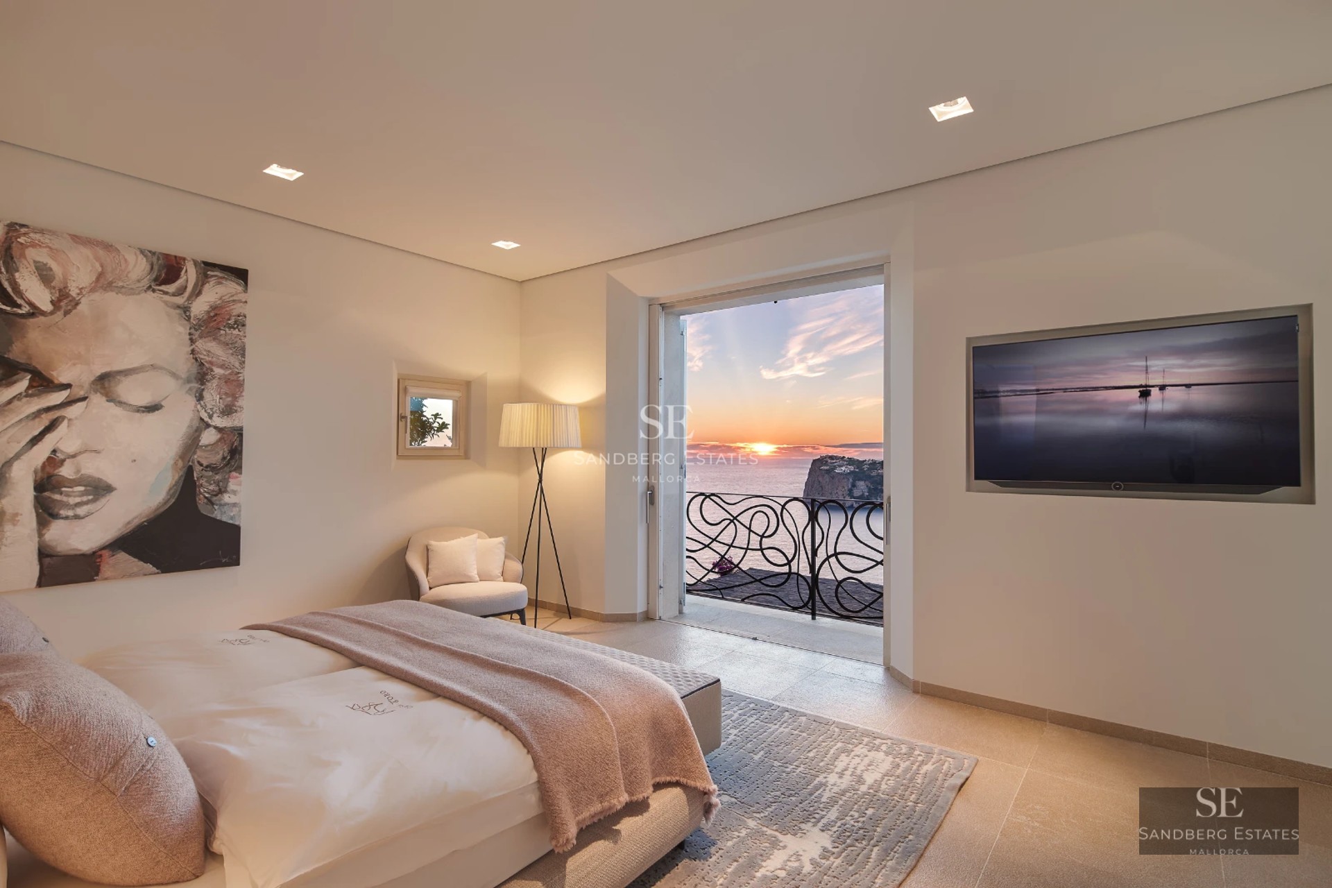 Panoramic view of a modern villa with infinity pool, lush garden, and contemporary architecture. Luxury and tranquility.