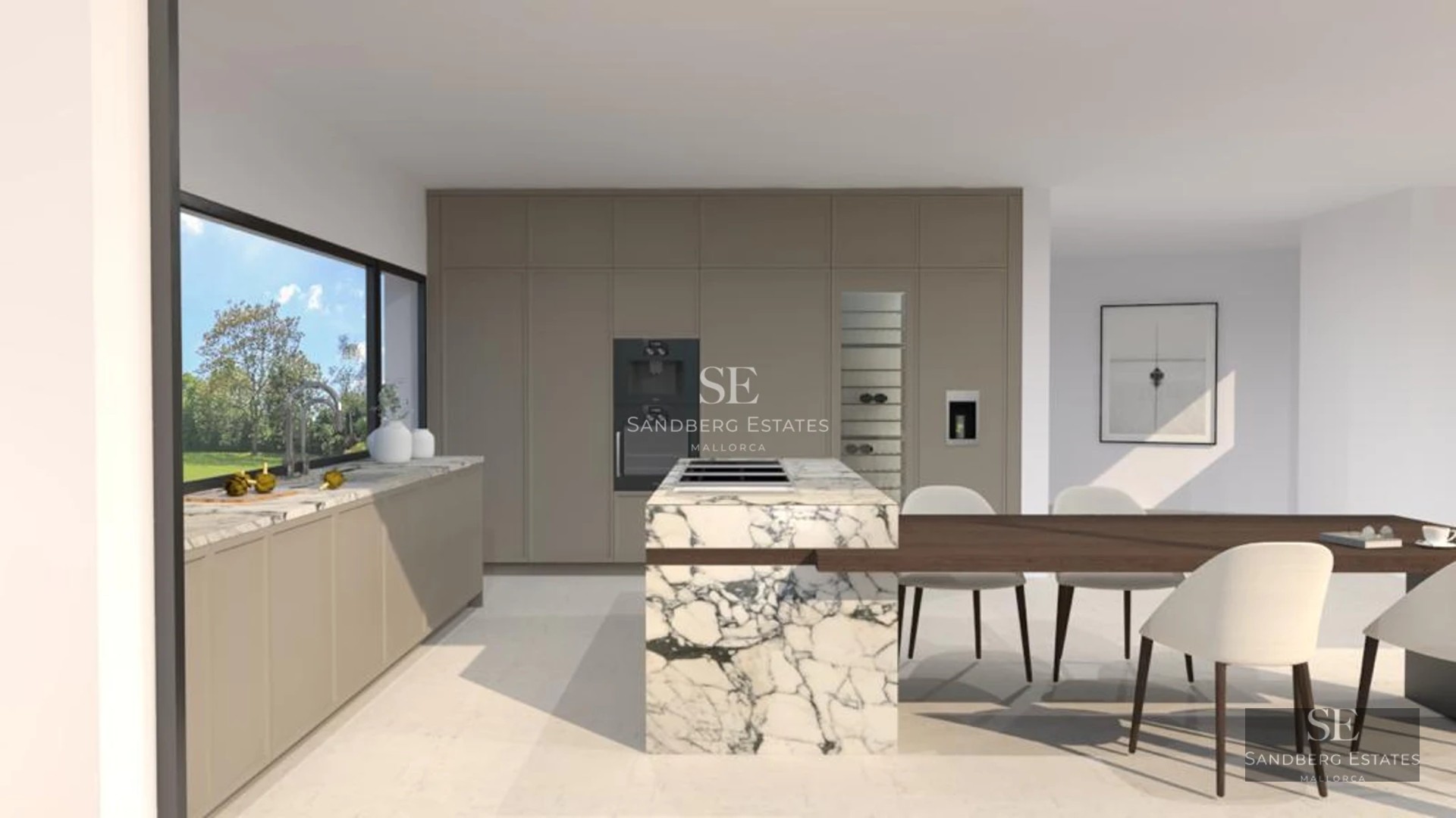 Spacious terrace featuring an infinity pool and panoramic views. Modern design, elegant outdoor furniture, and lush landscaping.