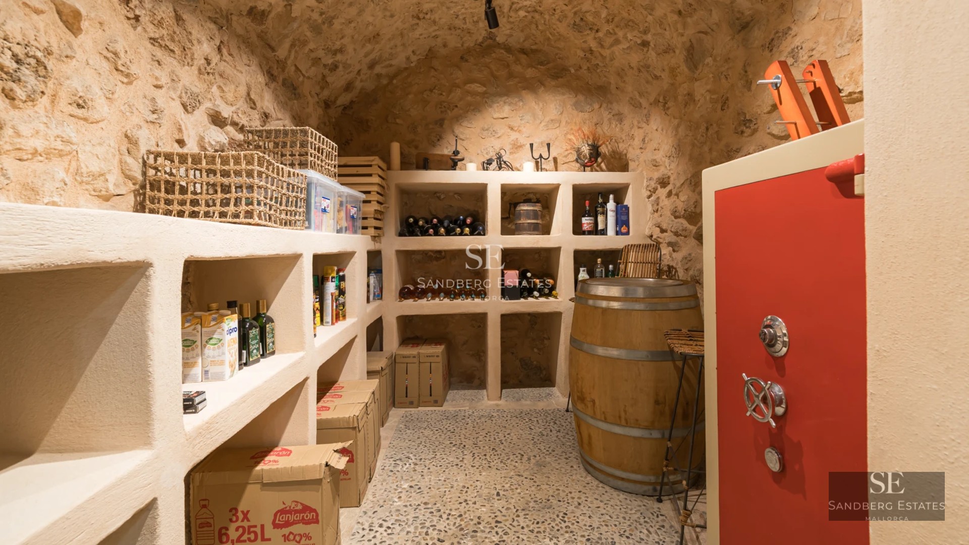 Pool view of modern villa. Minimalist architecture, infinity pool, spacious terraces. Contemporary design and lush garden.