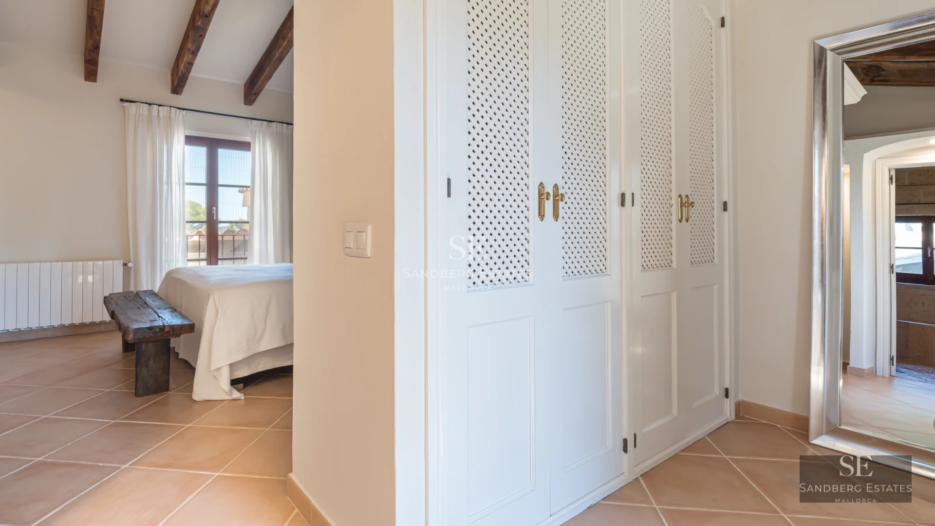 Exterior view of a modern villa with a pool, large windows, minimalist design, and lush garden. Ambient lighting.