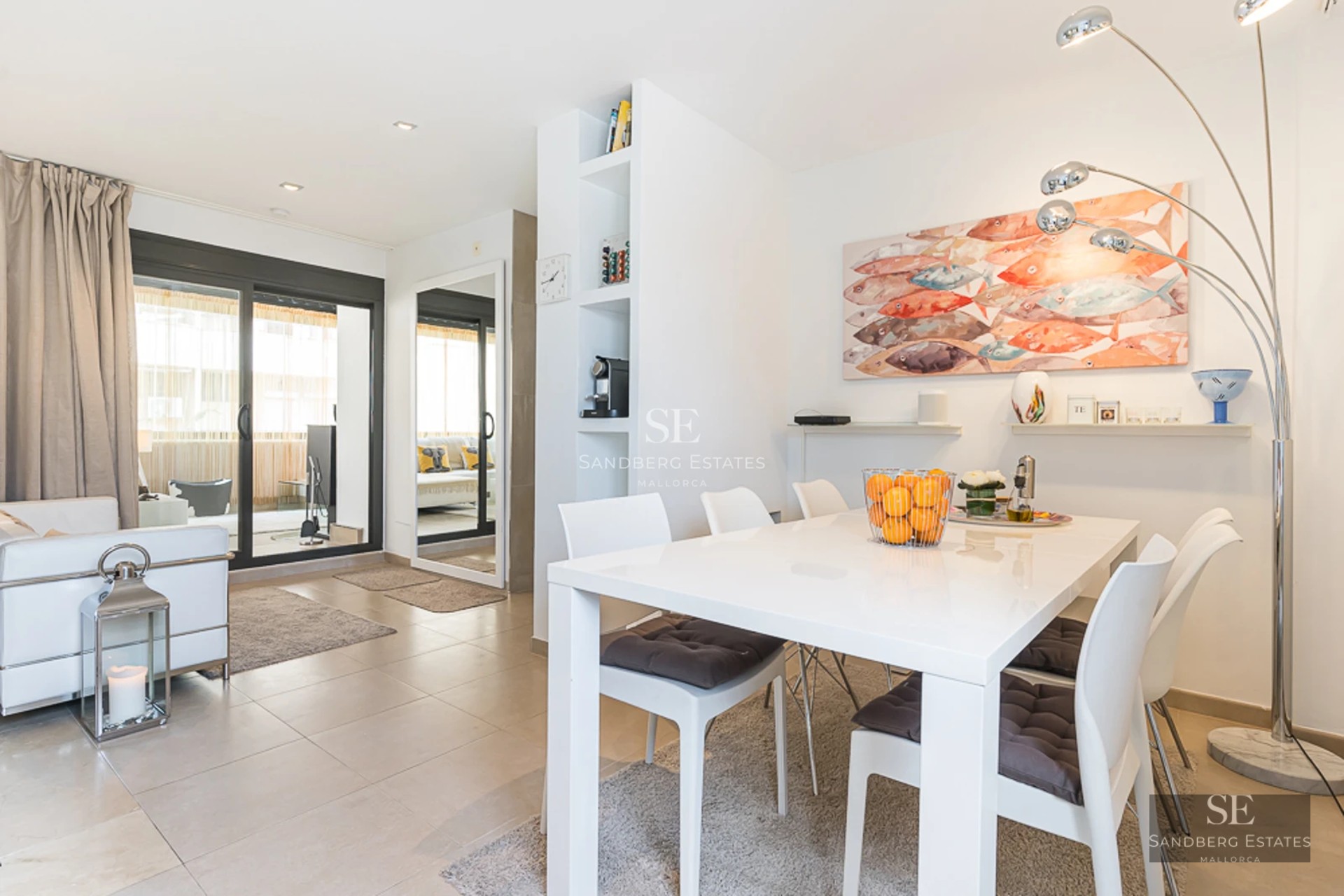 Infinity pool view with blurred edge, sun loungers, and panoramic sea views. Modern and minimalist design.