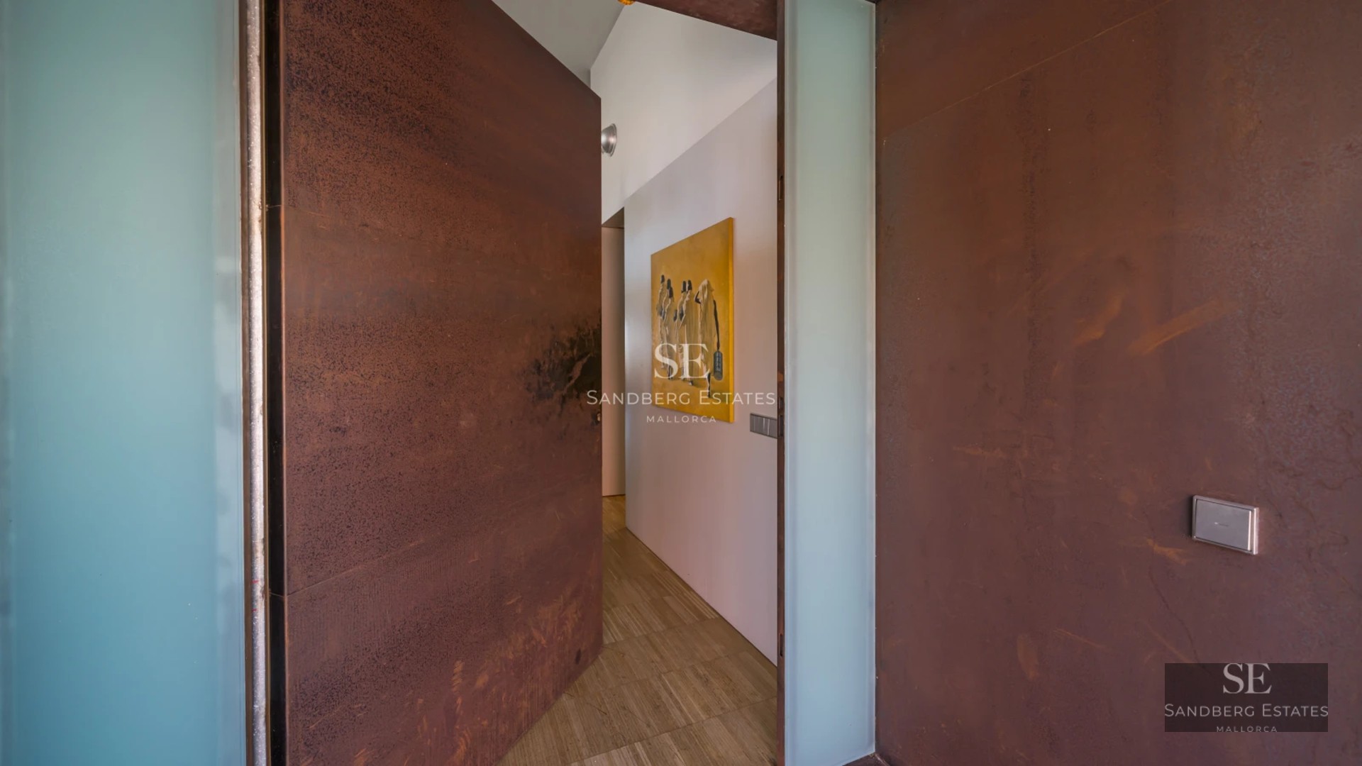 Expansive terrace with pool, sun loungers, umbrellas, and ocean view. Modern design features clean lines and lush greenery.