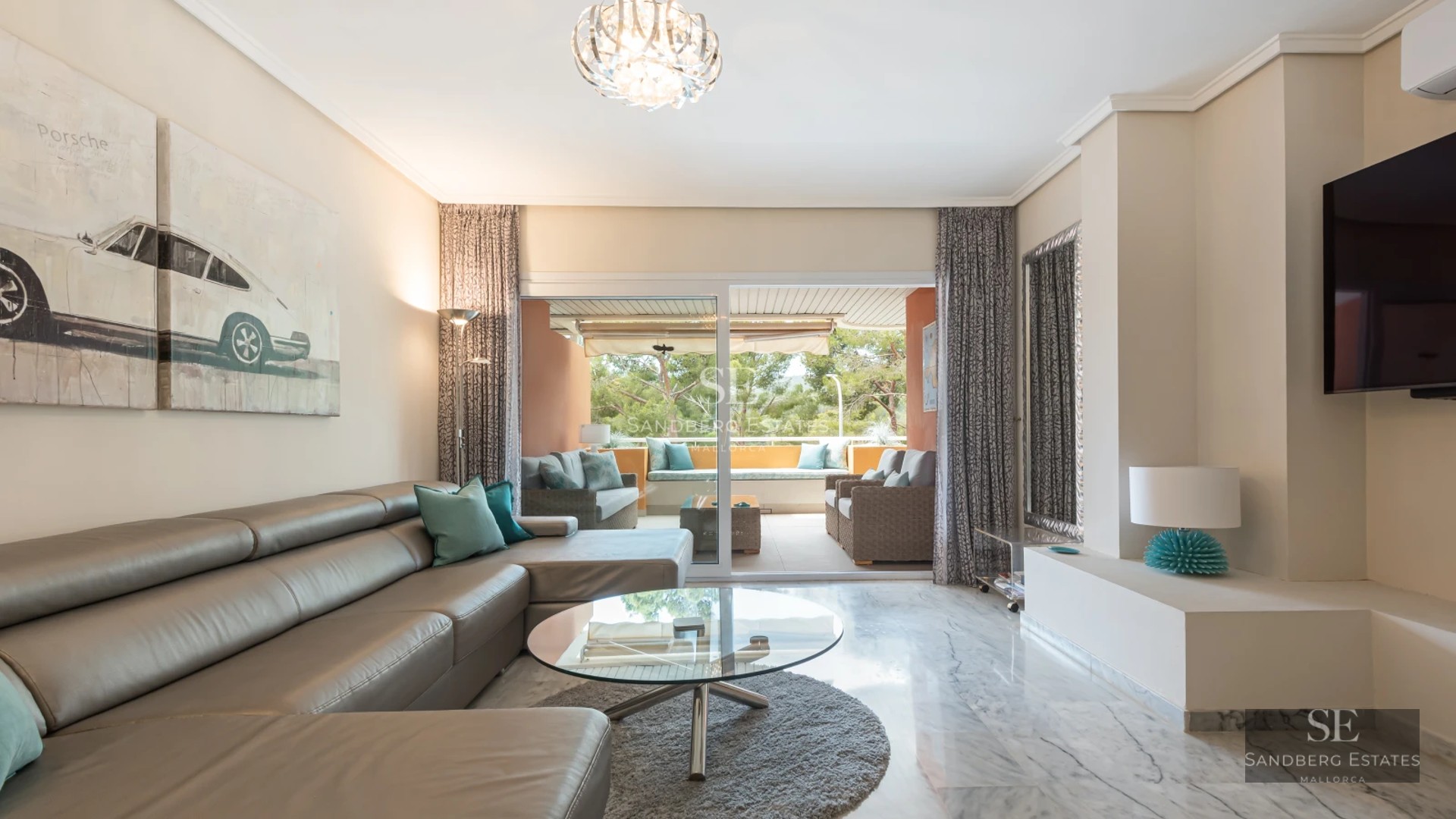 Stunning view of modern villa with infinity pool. Sleek design, spacious terraces, lush gardens, and panoramic views.