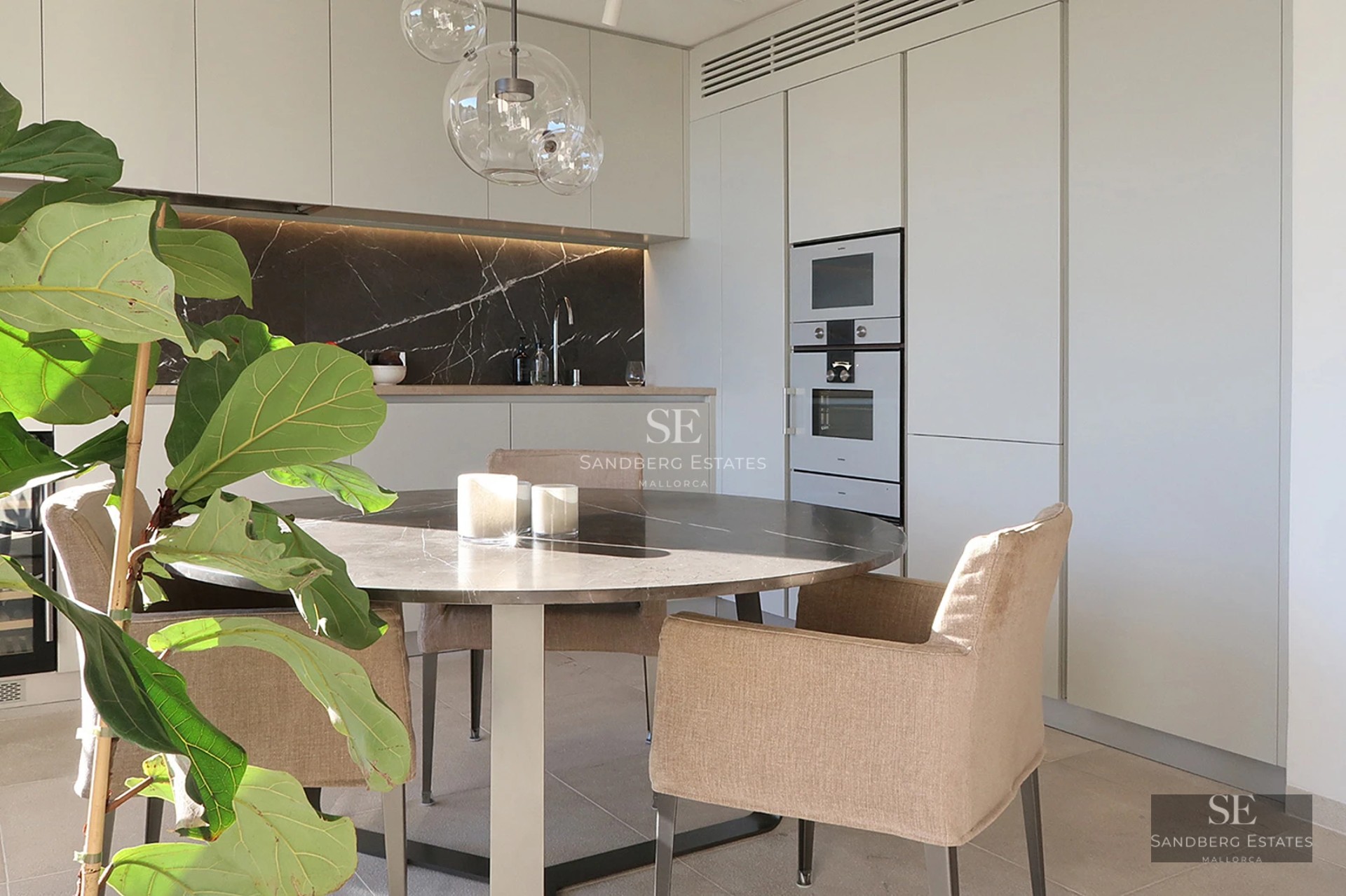 Exterior of modern villa with infinity pool, lush garden, and spacious terraces. Elegant and minimalist architectural design.