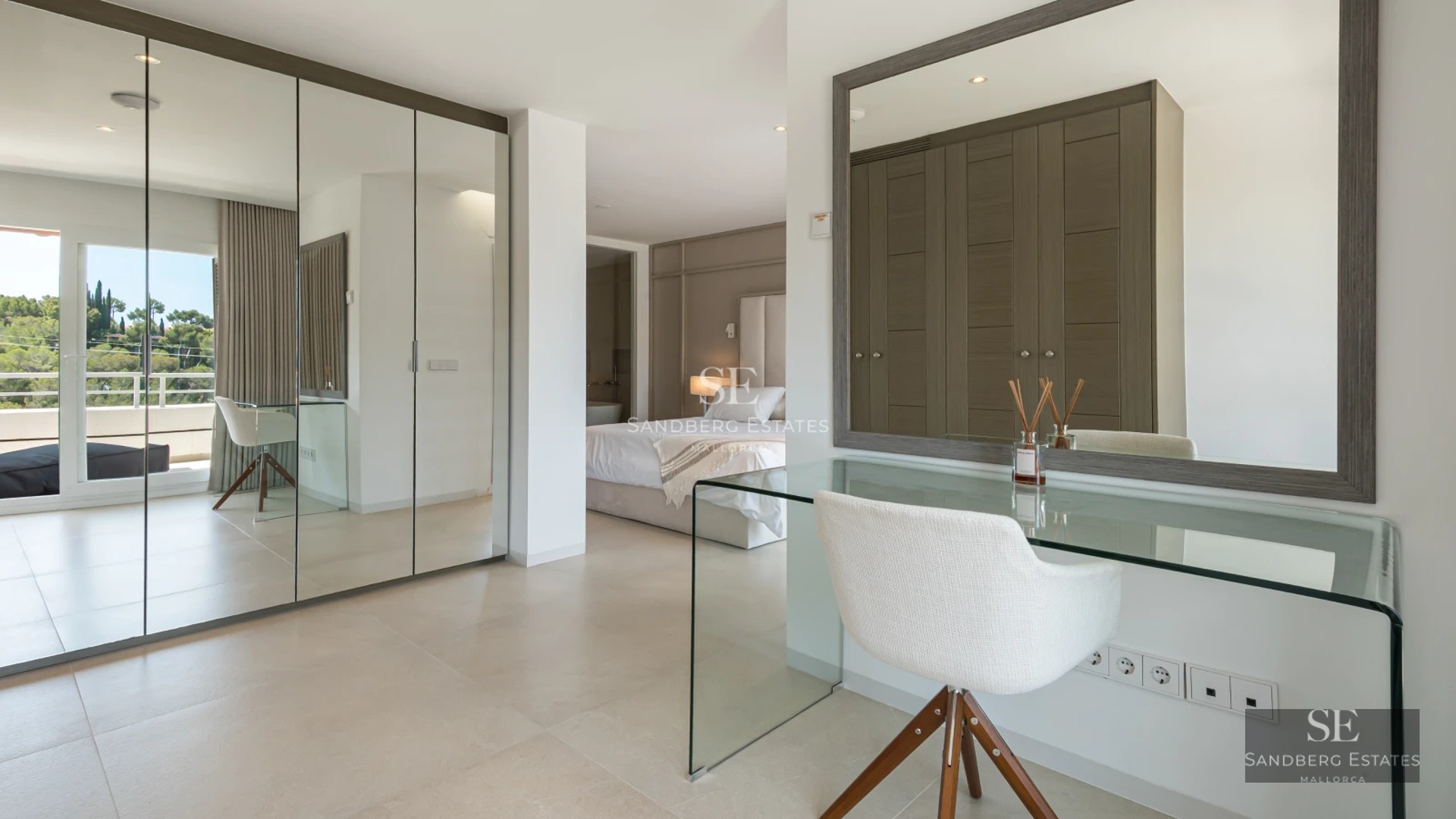 Modern villa with pool. Minimalist facade, large windows, spacious terrace, shimmering pool and manicured garden. Contemporary design.