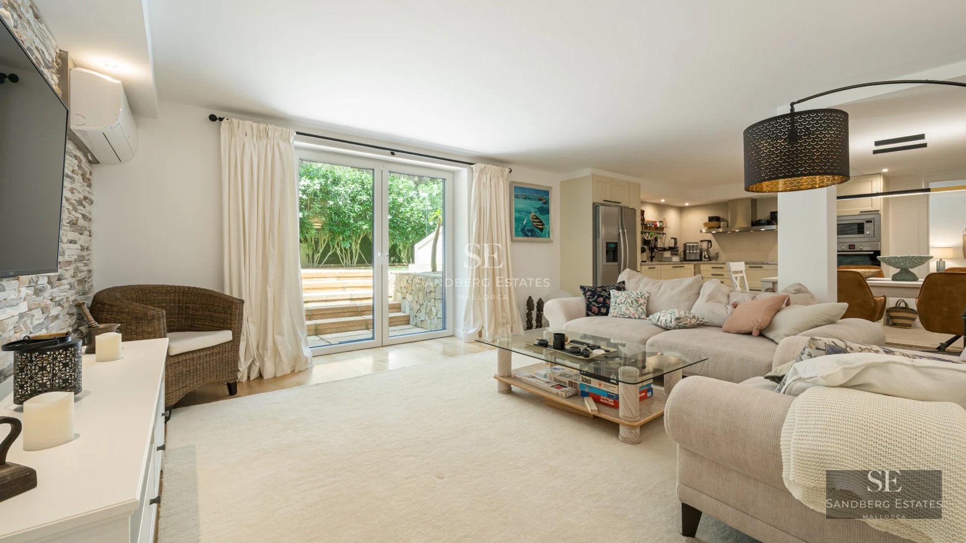 View of private pool with loungers & umbrellas. Modern design with high-quality finishes. Perfect for relaxing and entertaining.