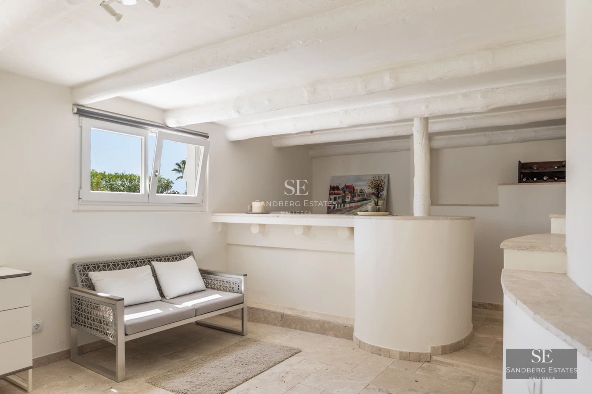 Modern facade with reflecting pool. Large windows, manicured landscaping, and minimalist design. Warm lighting.