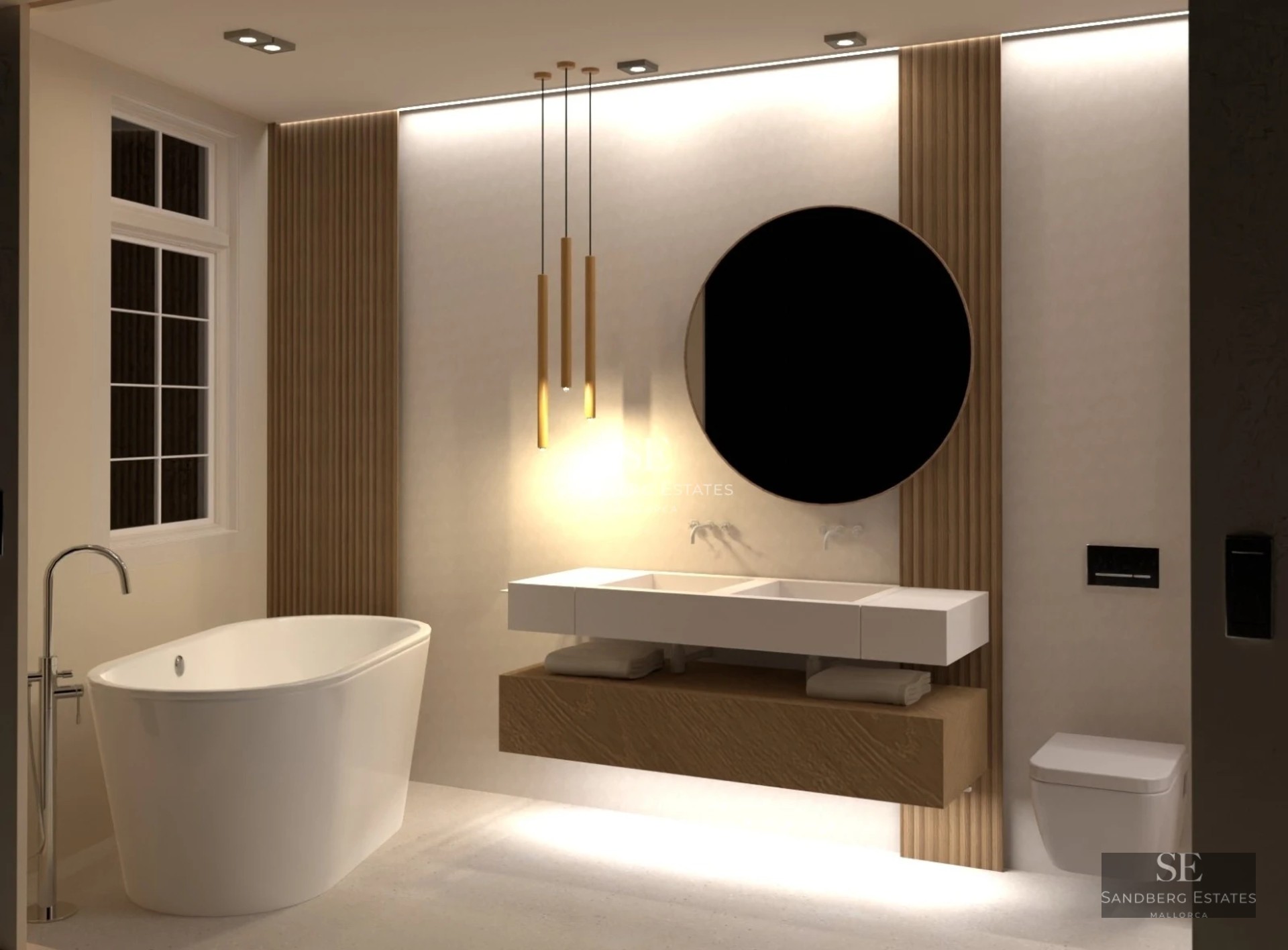 View of a modern villa with infinity pool and lush garden. Contemporary architecture, perfect for relaxation.