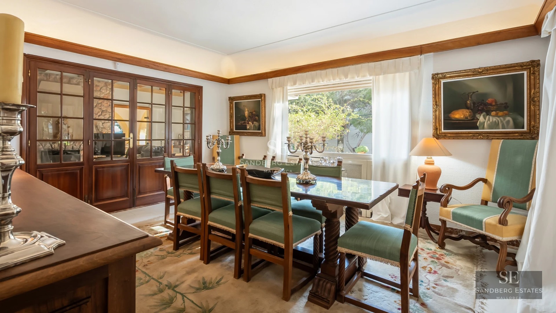 Aerial view of modern villa with infinity pool, lush garden, and expansive terraces. Minimalist architecture, elegant design, and natural light.