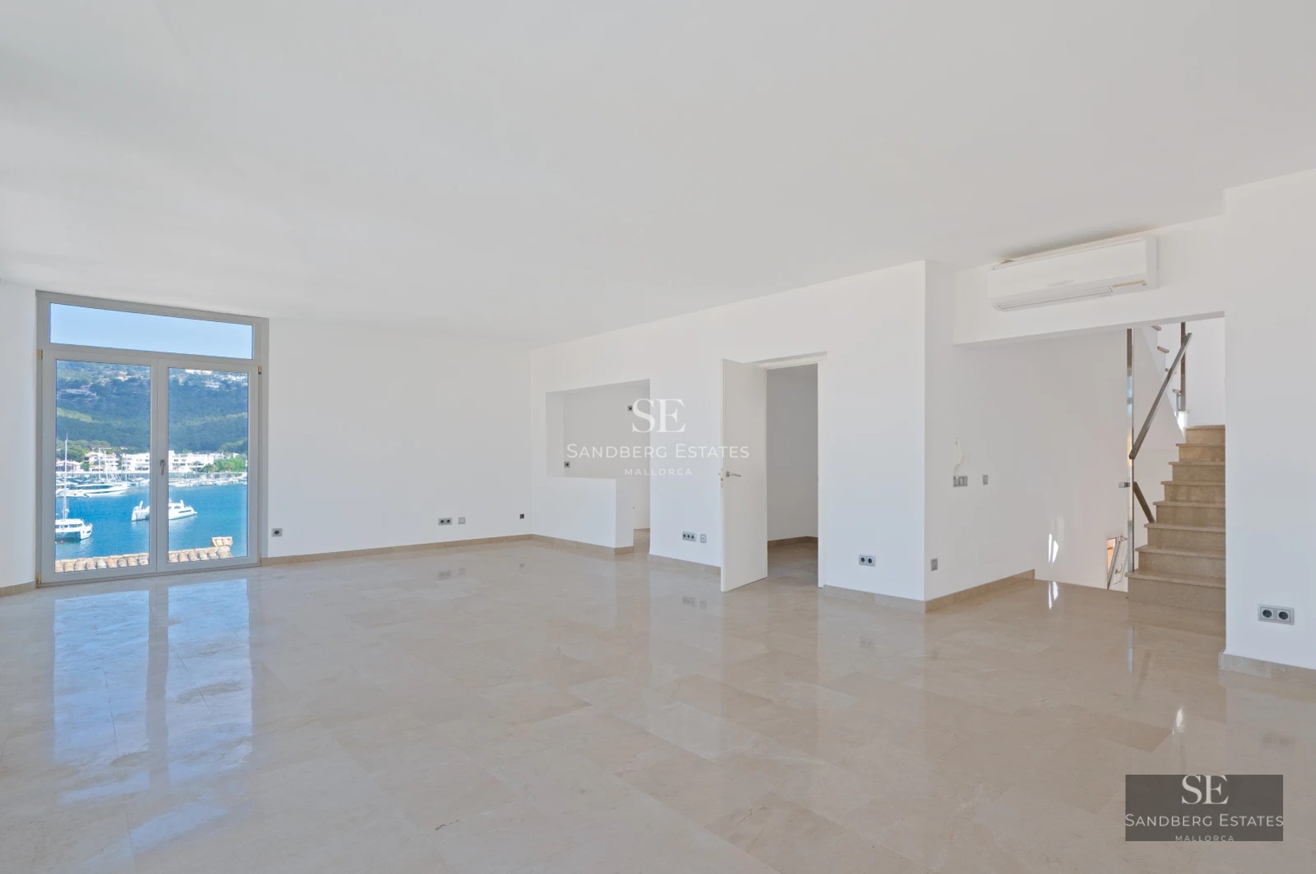 Exterior view of a modern villa with infinity pool, landscaped garden and spacious terraces. Minimalist design with clean lines and natural light.