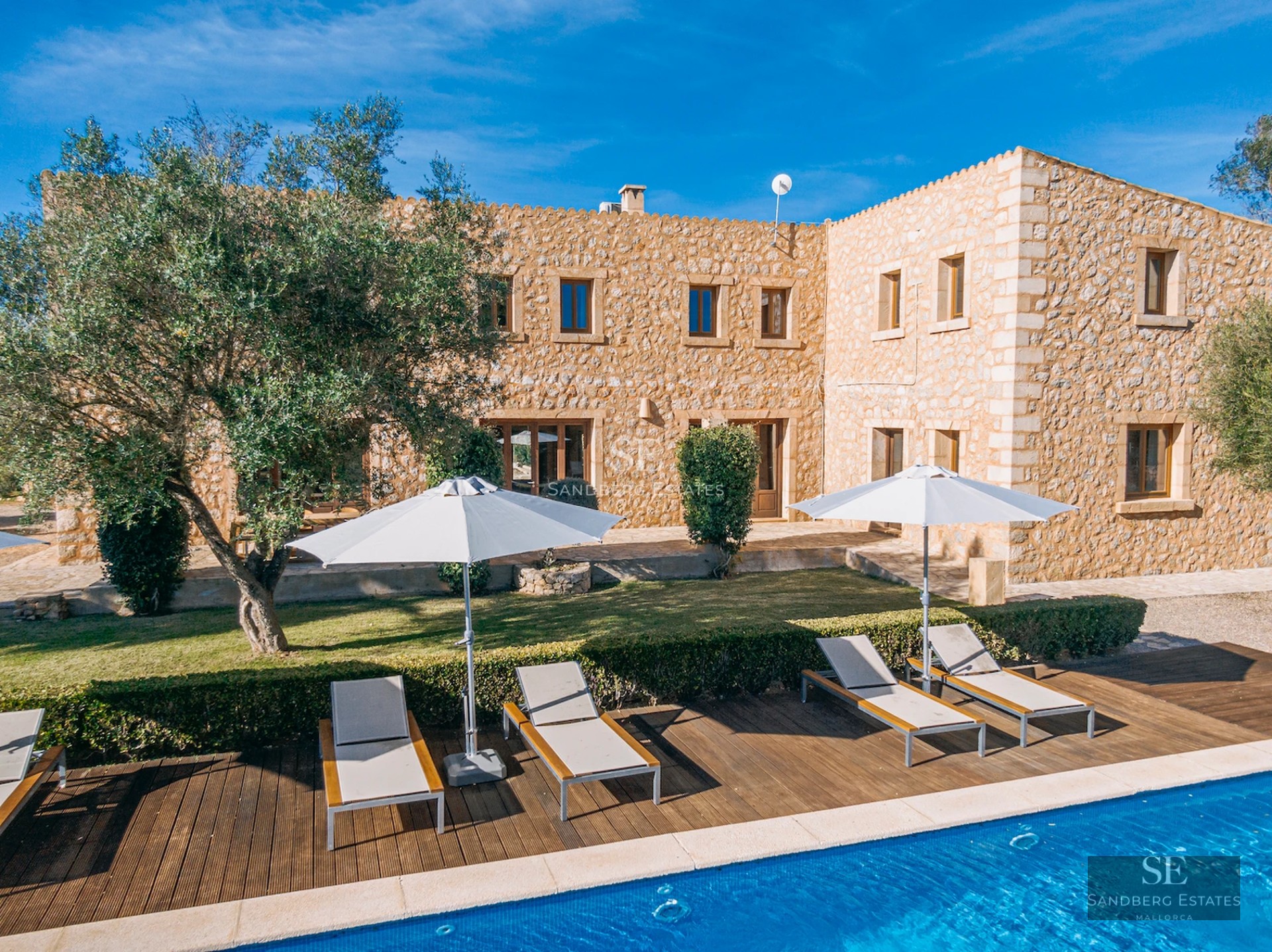 Spacious living room with balcony and panoramic sea view. Modern design, light wood floors, and designer furniture. Natural lighting.