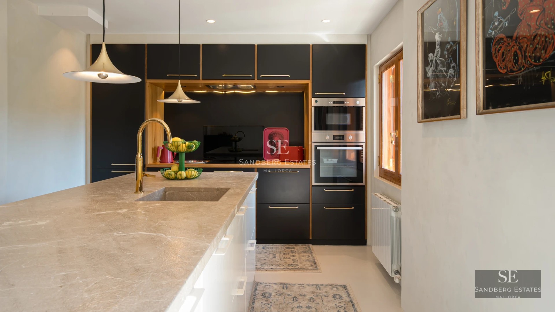 Exterior view of a modern villa featuring an infinity pool, sun loungers, and lush greenery. Contemporary architectural design.