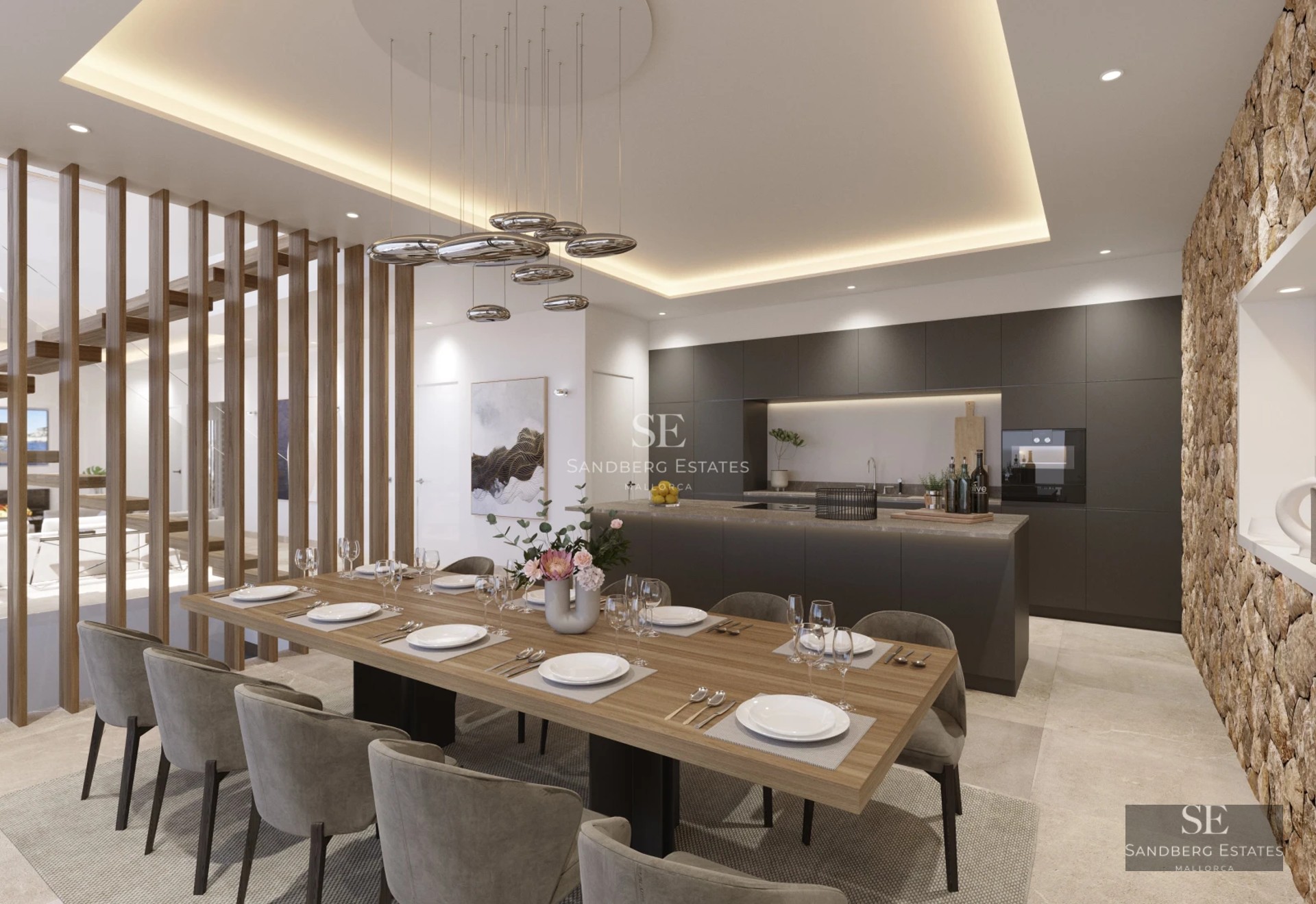 Image of a modern villa with infinity pool, sun loungers, and sea view. Minimalist architecture, large windows. Luxury and comfort.