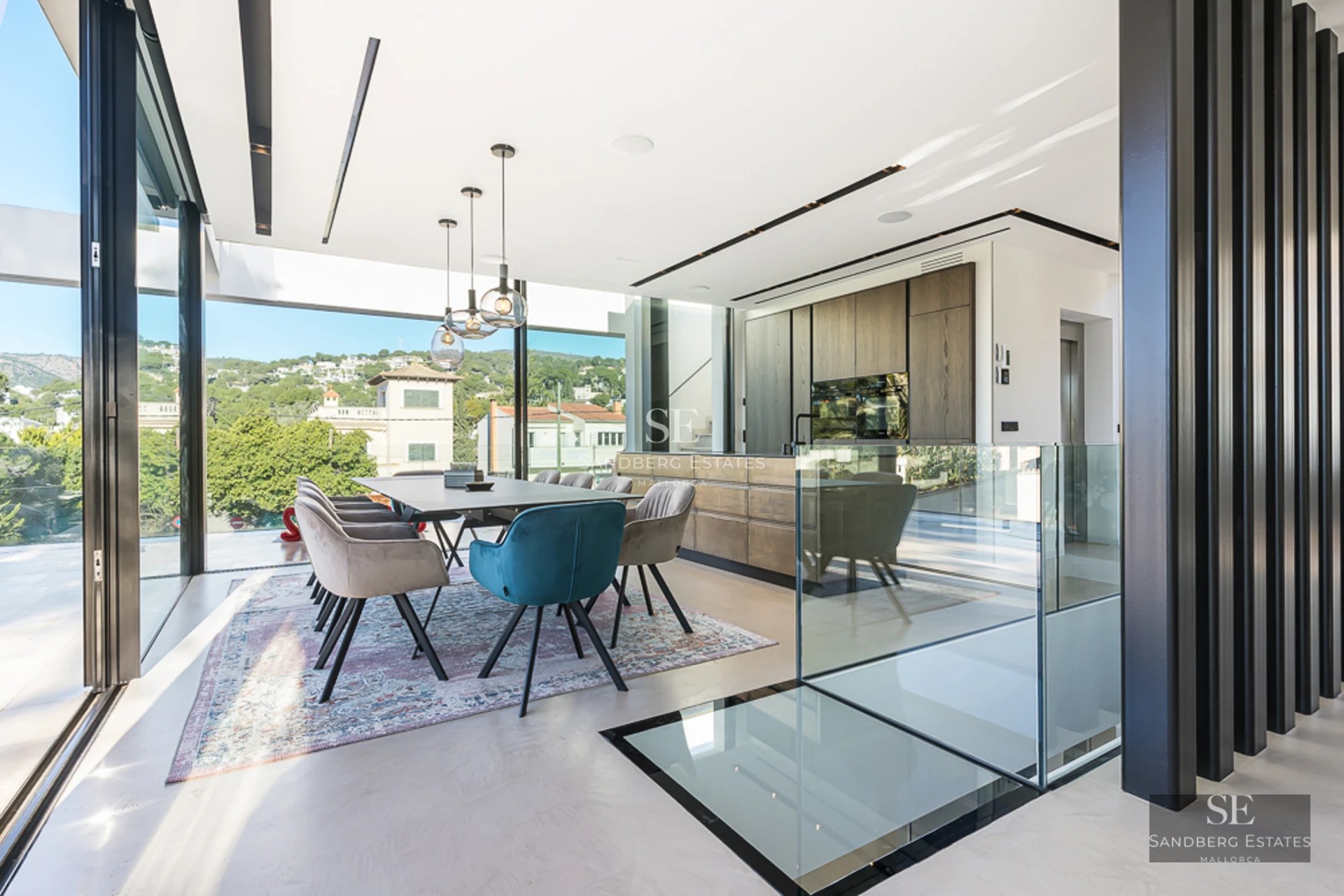 Infinity pool view, sun deck and modern architecture. Lush greenery, elegant design and relaxing atmosphere.