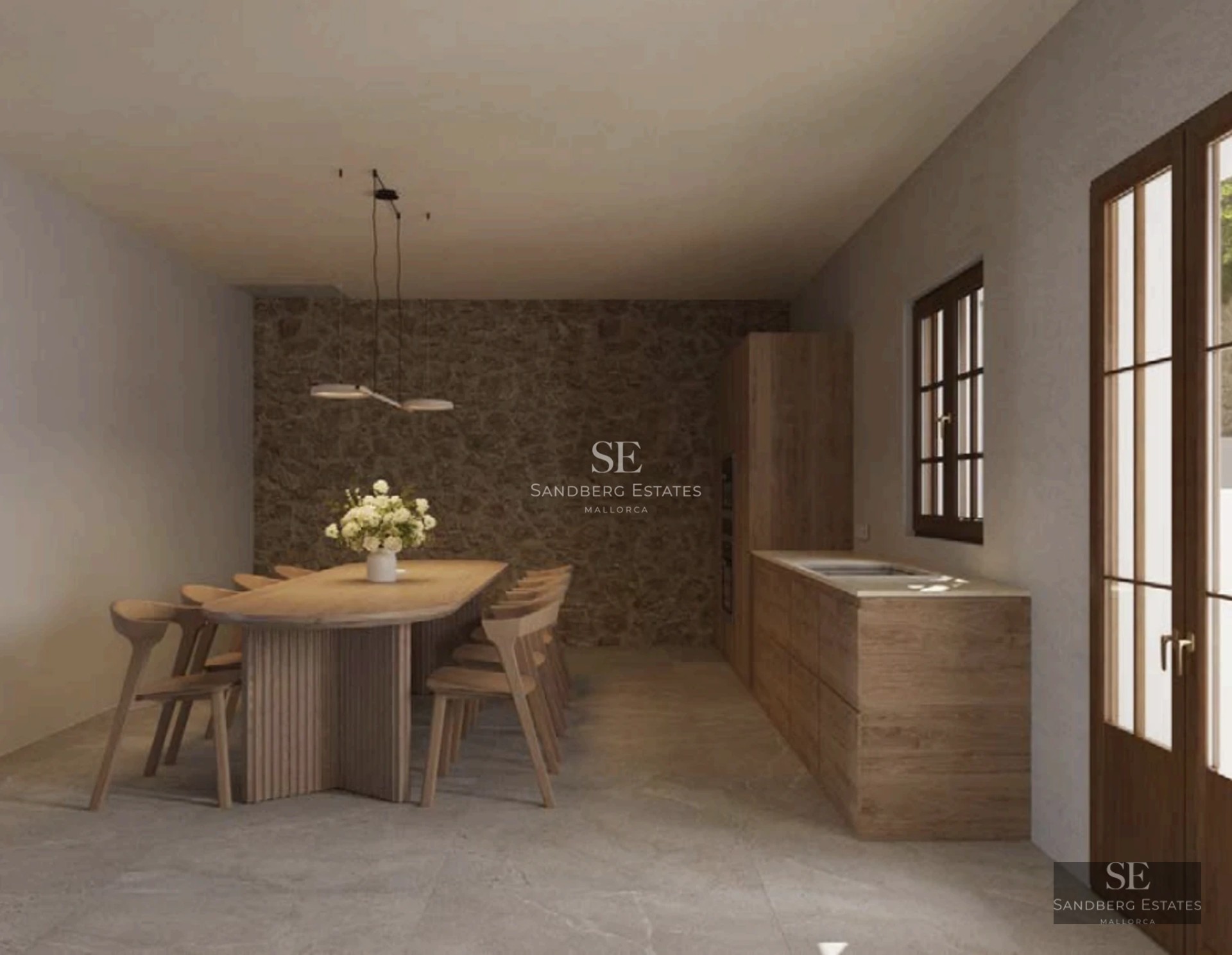 View of luxurious villa featuring an infinity pool, lounge chairs, and lush greenery. Sleek modern architecture. Clear blue sky.