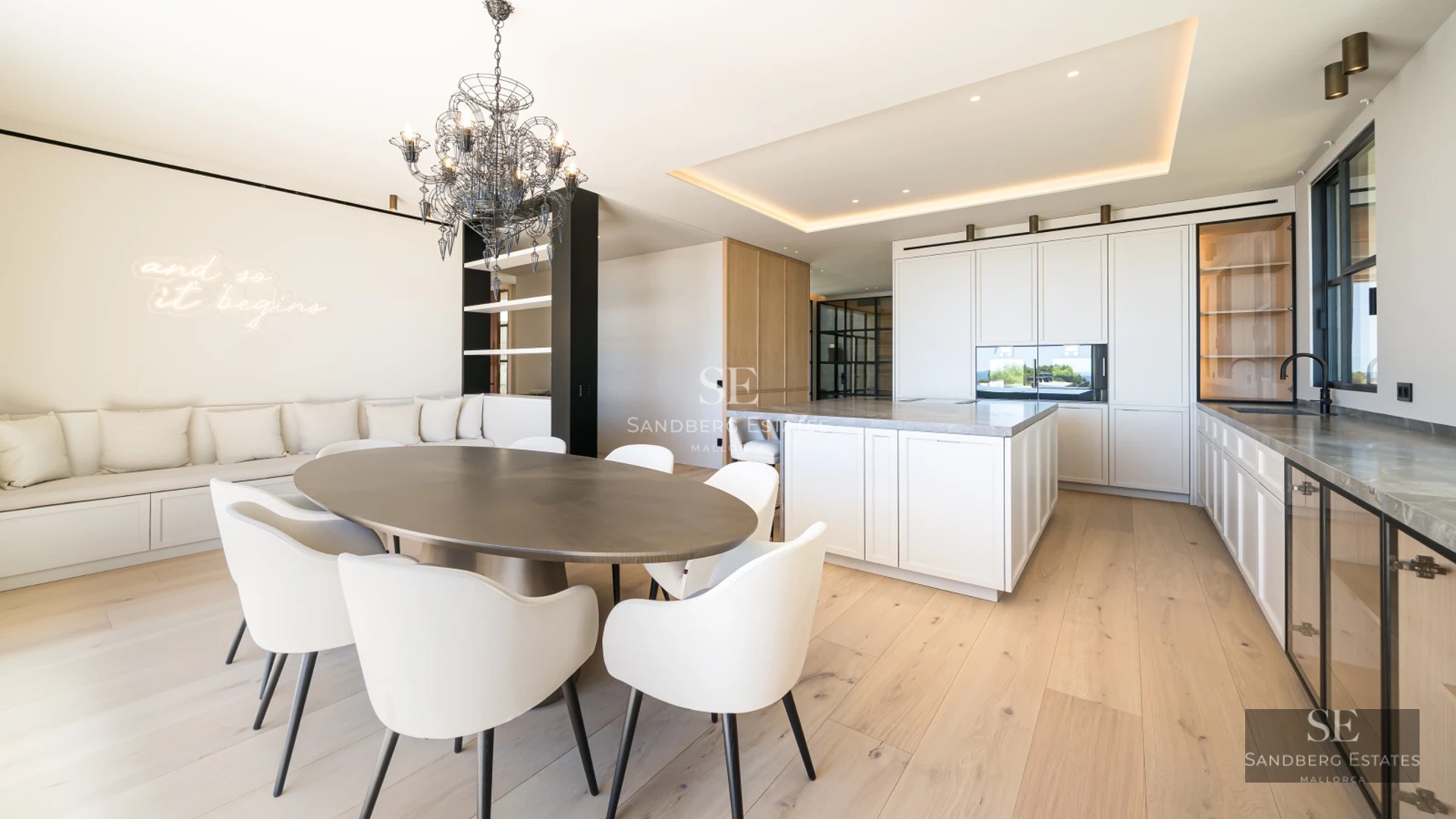 Exterior view of a modern house with a pool. Minimalist architecture, large windows and elegant landscaping.