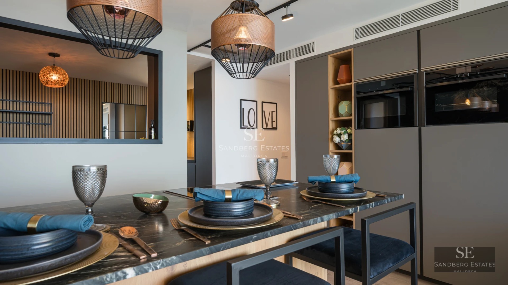 Exterior view of a modern villa with a pool, large windows, gardens and landscaping. Minimalist and elegant architecture.