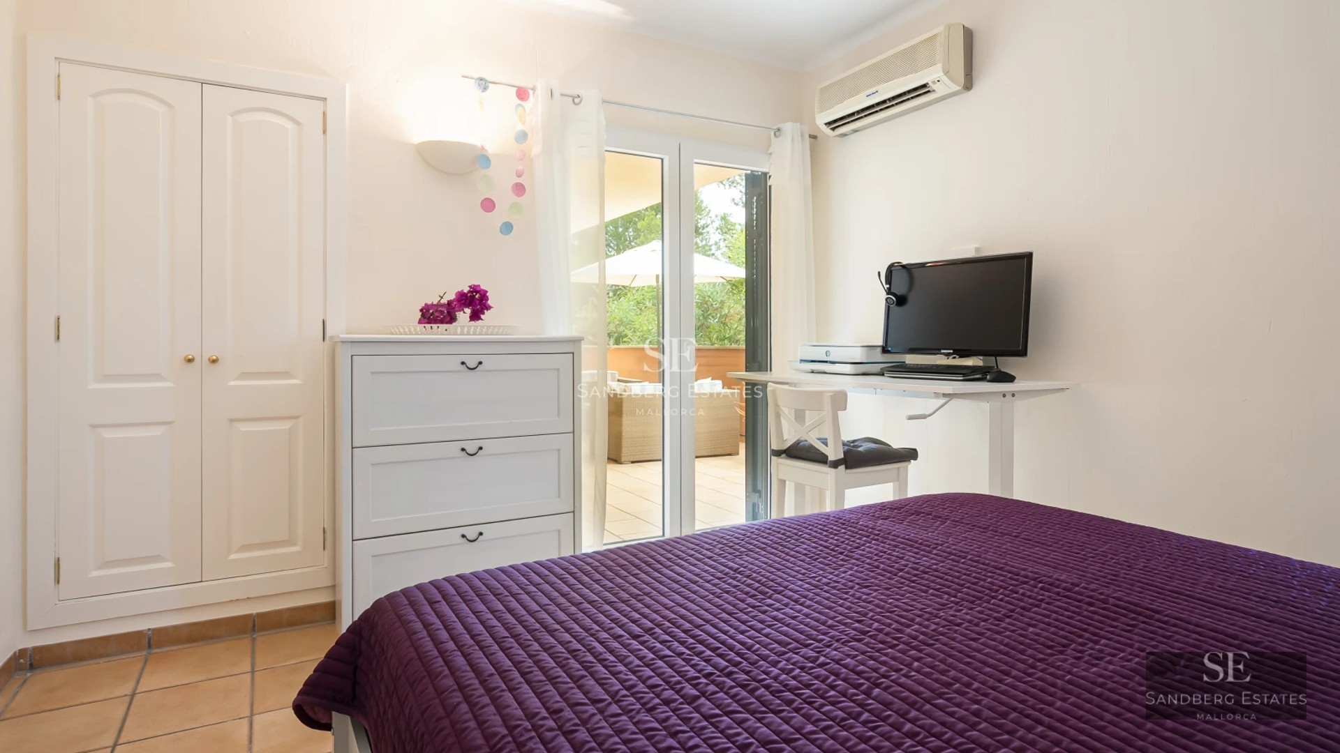 Exterior view of a modern villa with infinity pool, large terraces, minimalist design, and lush greenery. Warm lighting.