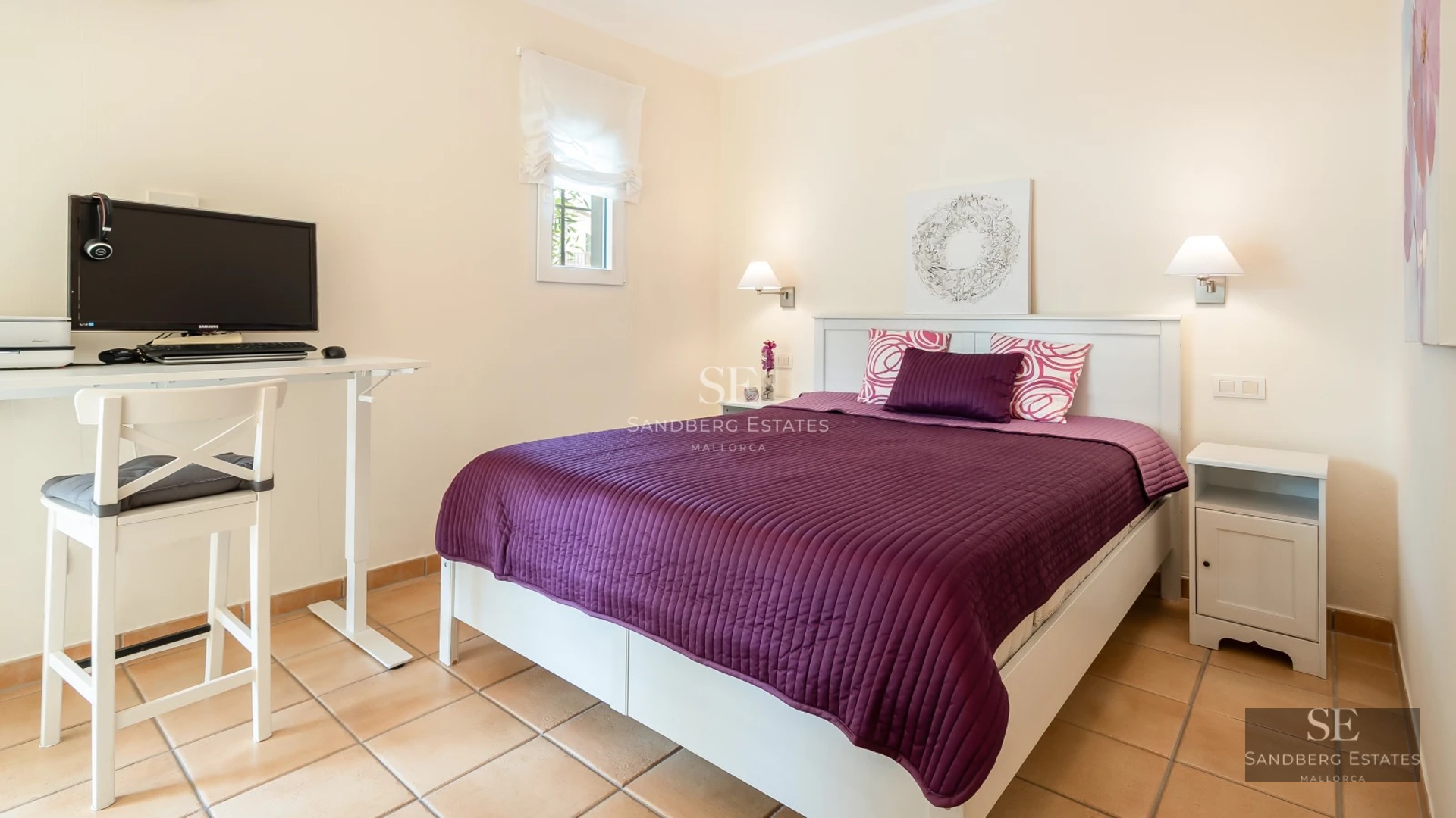 Spacious living room featuring panoramic windows, designer furniture, light wood flooring and stunning Mediterranean sea views.