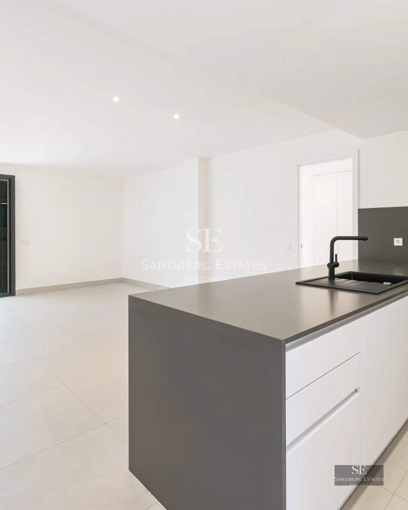 Exterior view of a modern villa with reflecting pool and lush garden. Minimalist architecture, avant-garde design.