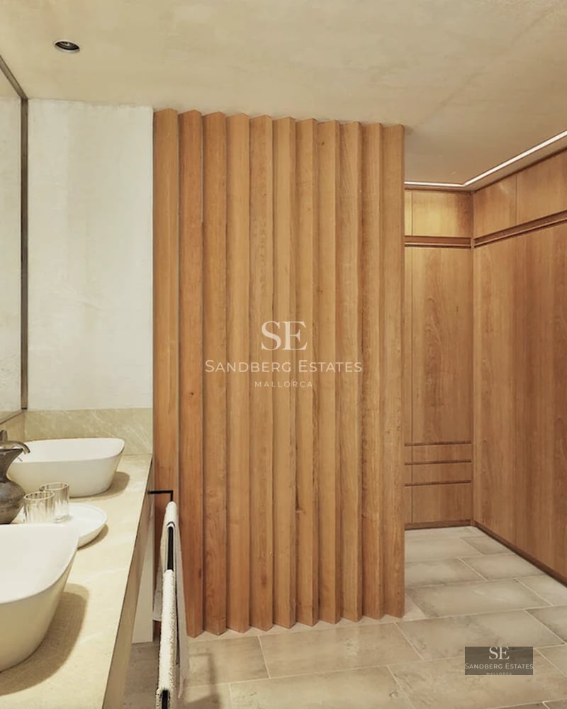 Exterior view of modern villa with infinity pool, lush garden, and spacious terraces. Minimalist architecture and luxury finishes.