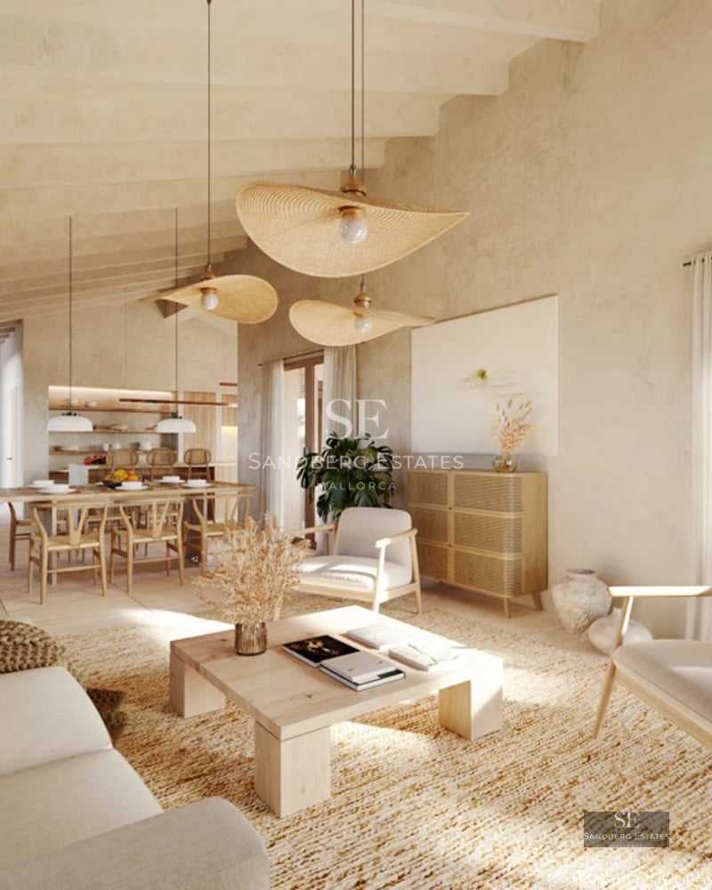 Exterior view of a modern villa with infinity pool, spacious terraces, and lush gardens. Minimalist architectural design.